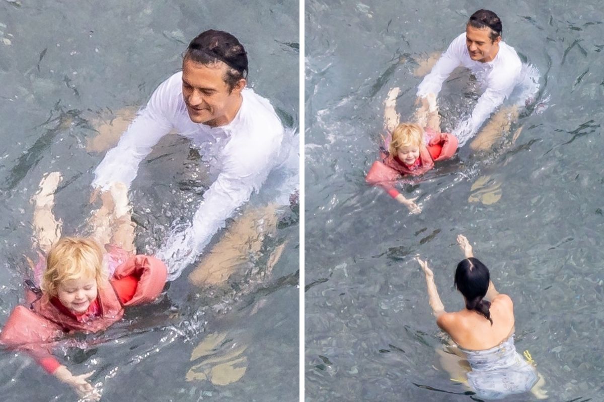 Filha de Katy Perry e Orlando Bloom rouba a cena ao aprender a nadar
