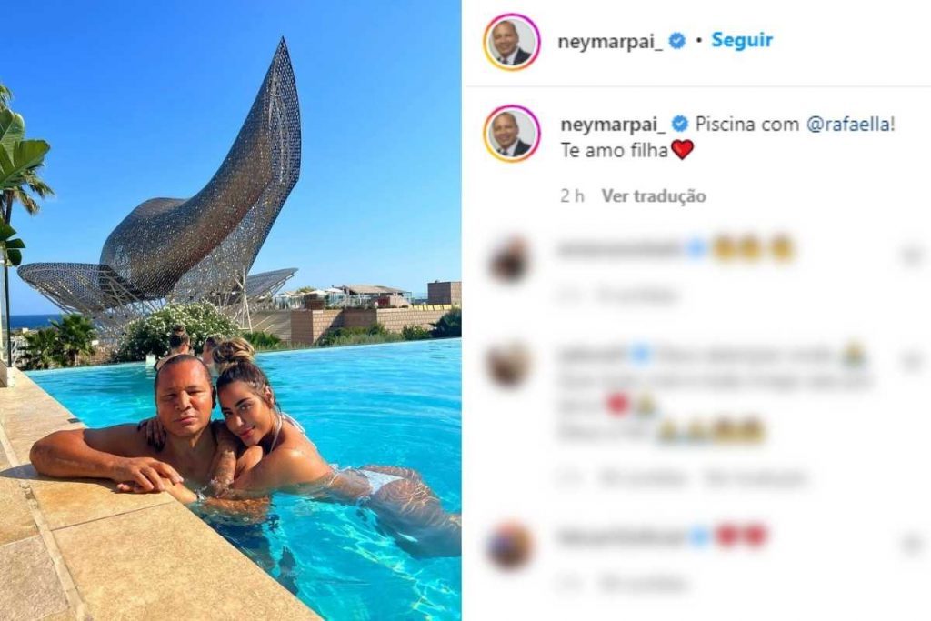 Postagem no Instagram Pai de Neymar com Rafaella Santos