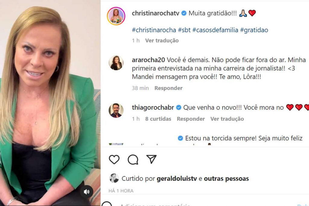 Post de Christina Rocha sobre a suspensão do Casos de Família, do SBT