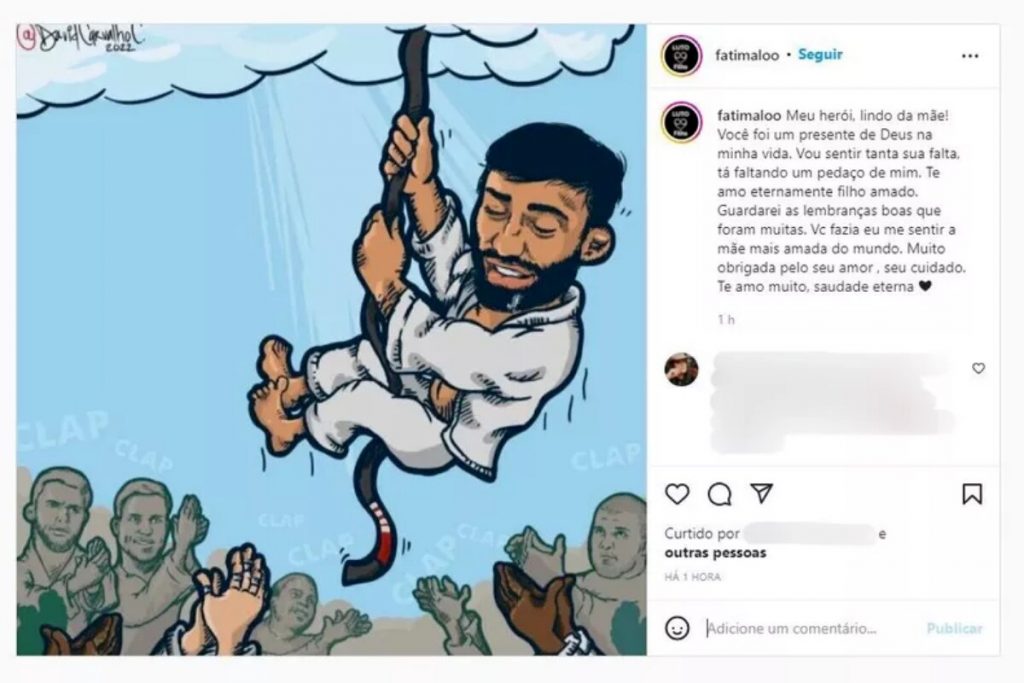 Postagem de Fatima Lo, sobre a morte do filho, Leandro Lo
