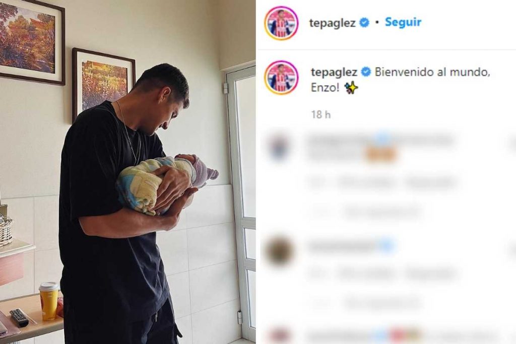 Postagem Instagram Tepa Gonzalez segurando o filho