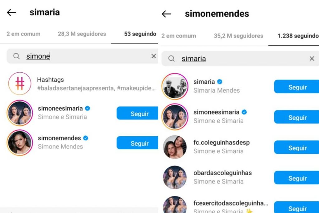 Simaria volta a seguir Simone no Instagram