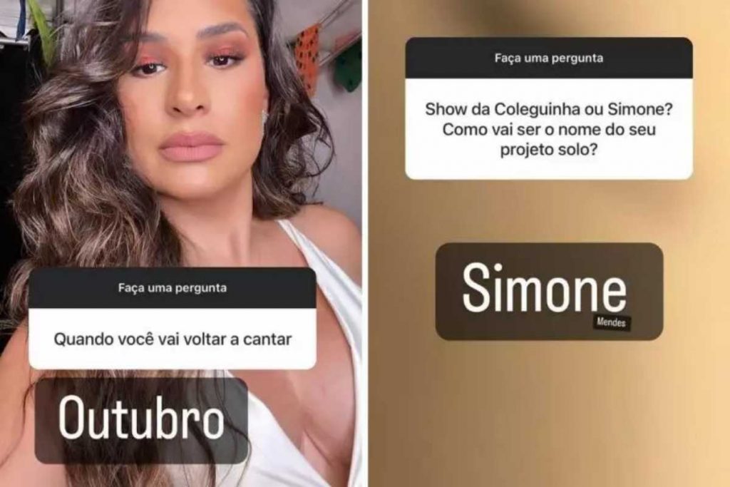 Postagem nos Stories do Instagram Simone Mendes