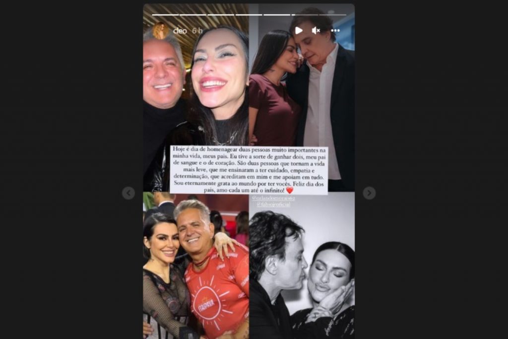 stories de cleo homenageando fabio jr e orlando morais no instagram