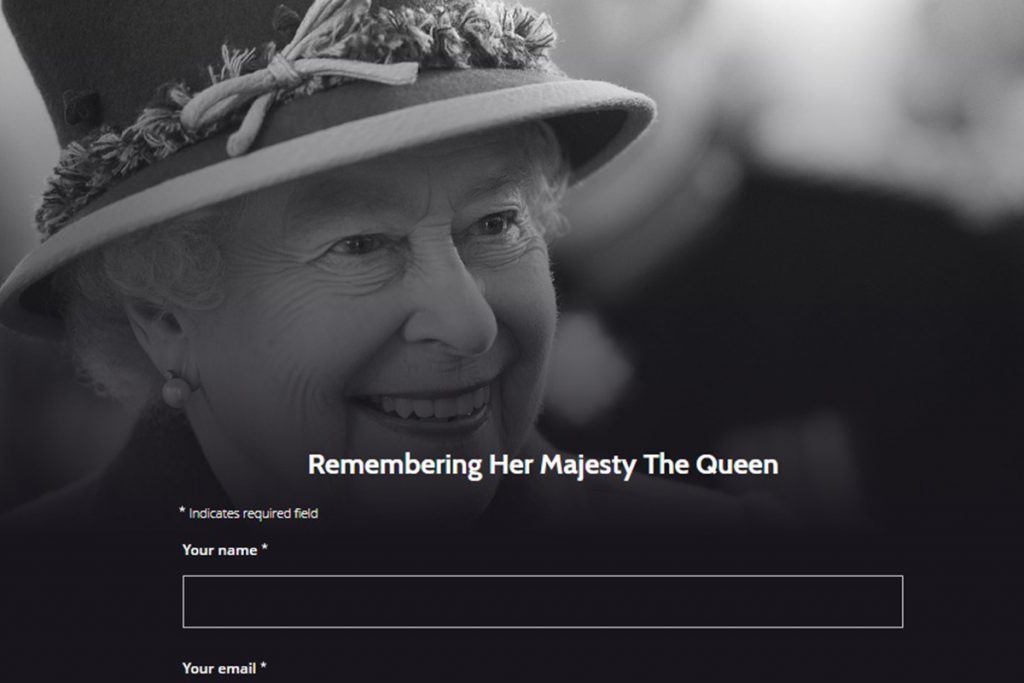Site permite que fãs enviem mensagens de condolências para a Rainha