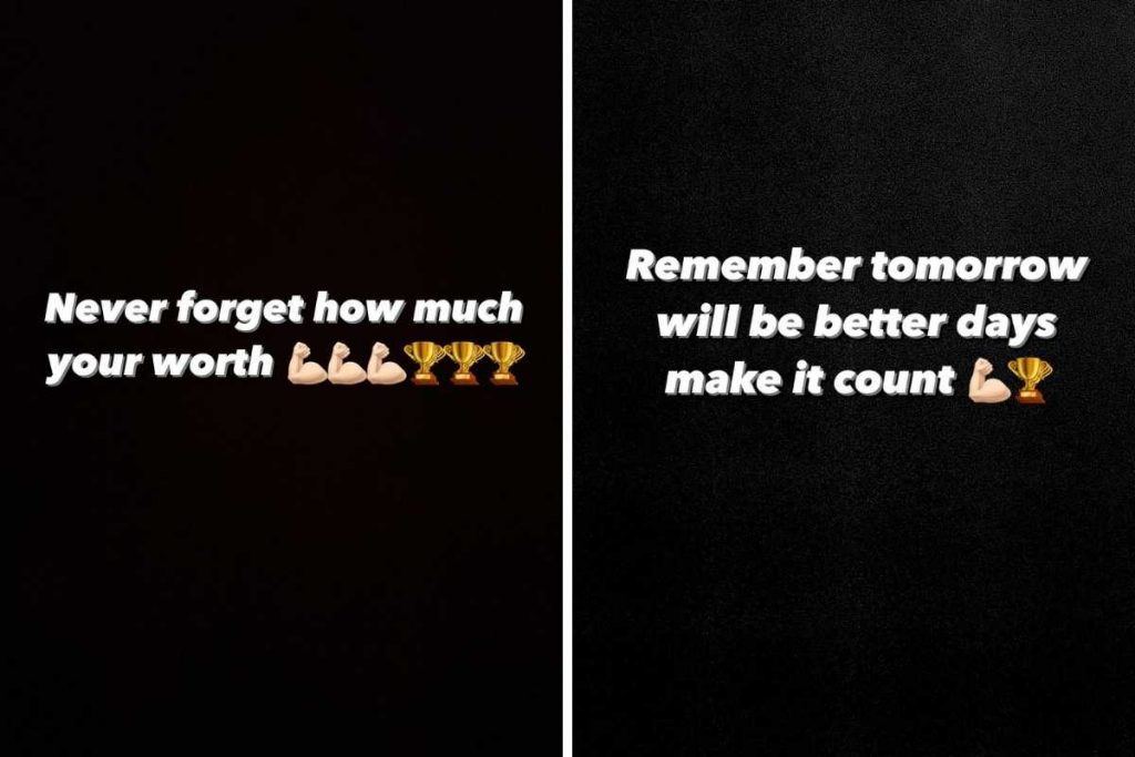 Fotomontagem de stories de Murda Beatz com mensagem motivacional