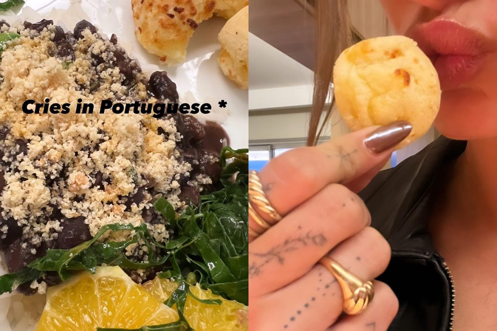 Hailey Bieber degusta comidas brasileiras