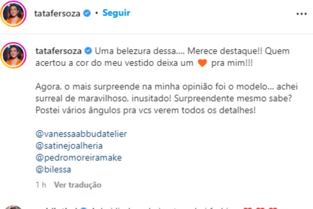 Thais Fersoza legenda instagram