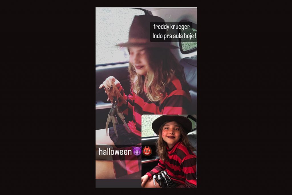 Filha de Grazi Massafera se veste de Freddy Krueger para Halloween