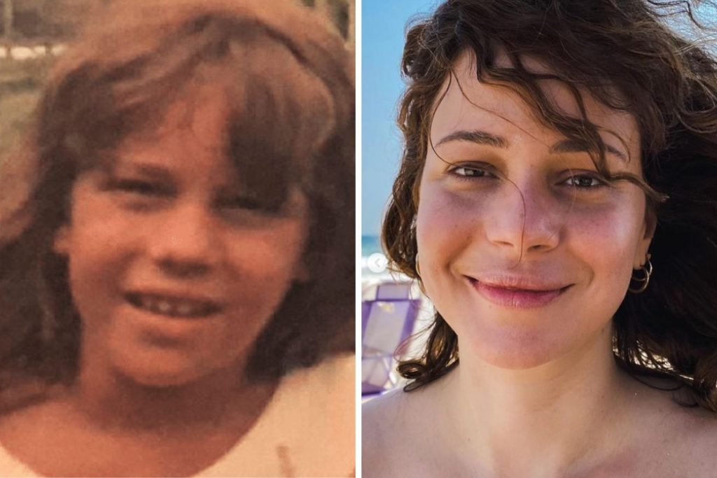 Leandra Leal como filha de Juma, na primeira versão de Pantanal, e nos dias atuais, sorrindo