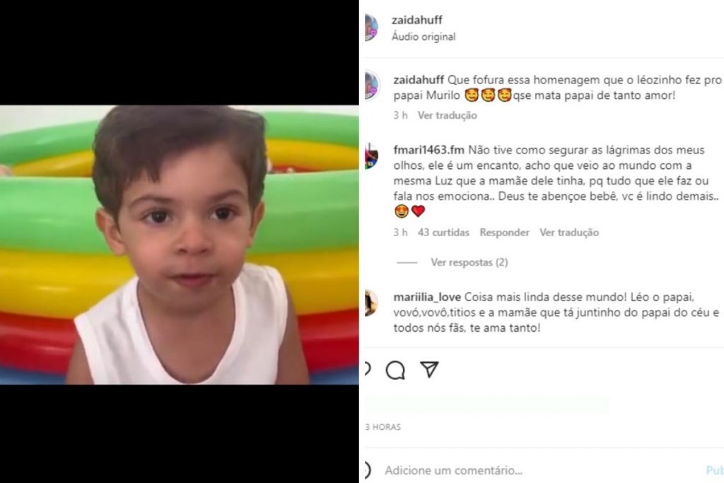 Leo, filho de Murilo Huff e Marília Mendonça, faz homenagem ao papai