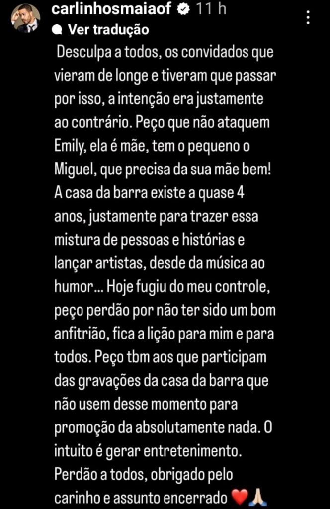 Postagem de Carlinhos Maia