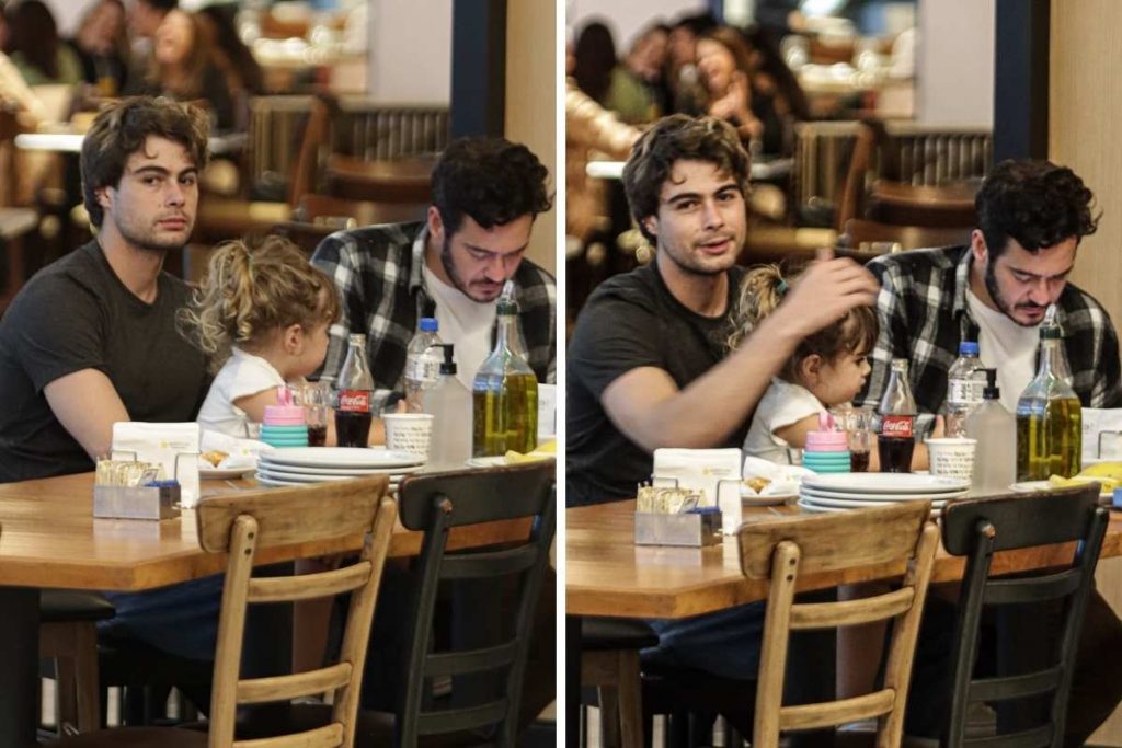 Rafael Vitti almoça com famosos e seus filhos no Rio de Janeiro