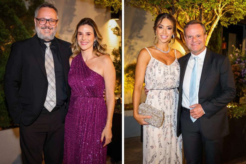 Danton Mello e Rubens Barrichello acompanhados de Sheila Ramos e Maria Cristina Cordeiro