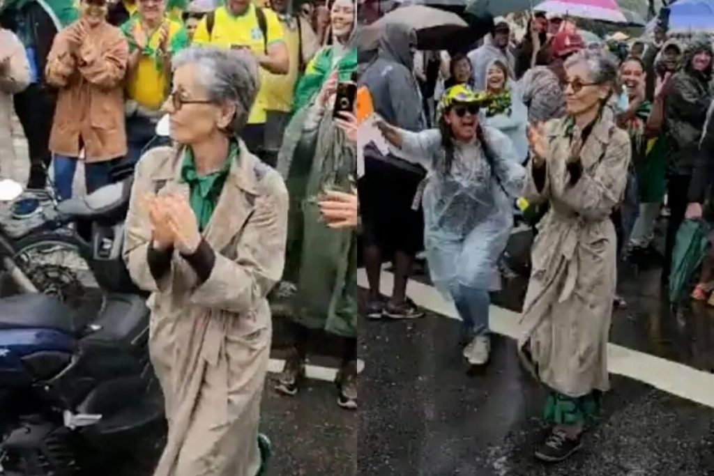 Cássia Kis na manifestação bolsonarista