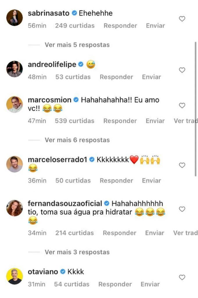 Print de comentários de famosos sobre Bonner