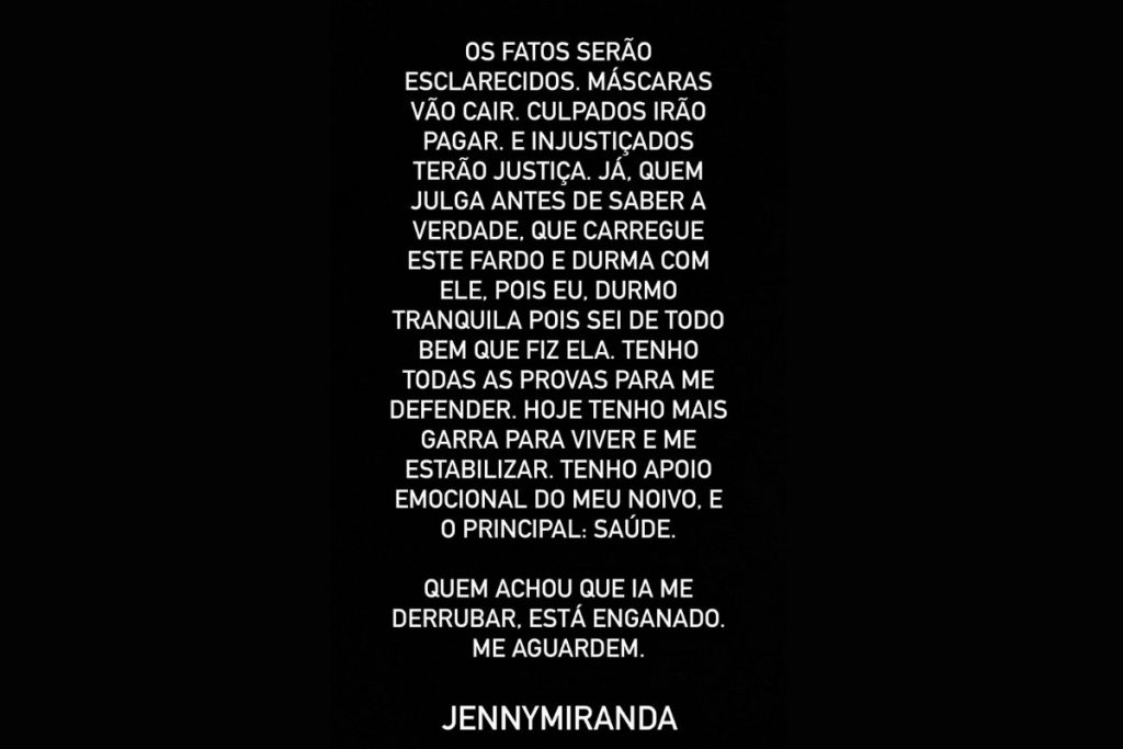 Comunicado de Jenny Miranda