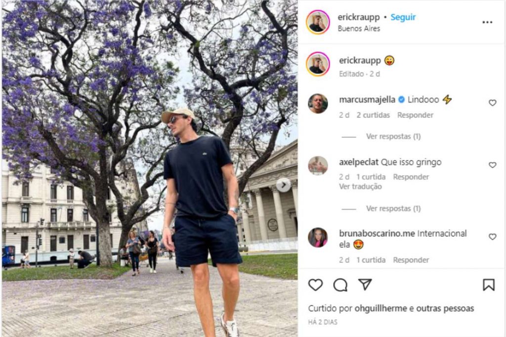 Marcus Majella comentando em foto de Erick Raupp na Argentina