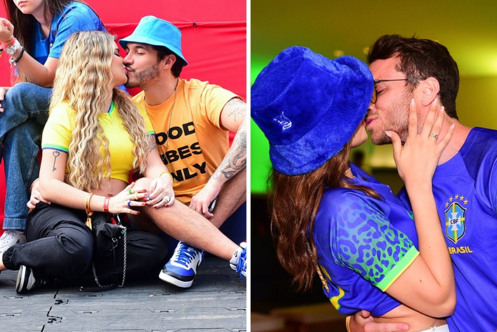 Viih Tube e Eliezer se beijando; Eslovênia e Lucas se beijando