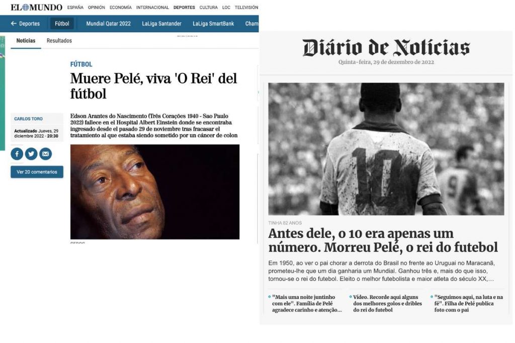 Morte de Pelé é notícia no mundo