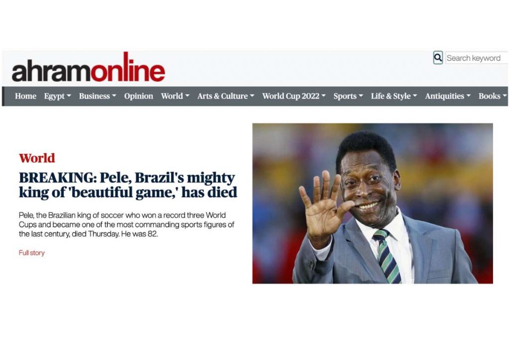 Morte de Pelé é notícia no mundo