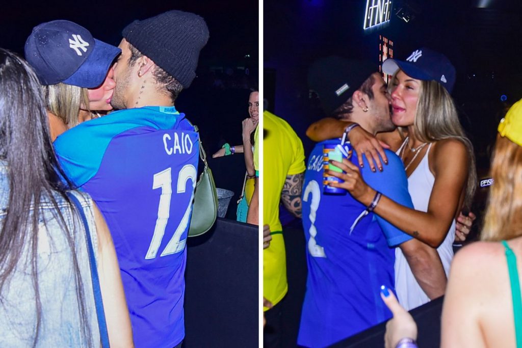 Caio Castro beija namorada