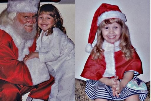 Carla Diaz abraçada ao Papai Noel e ela vestida como Mamãe Noel
