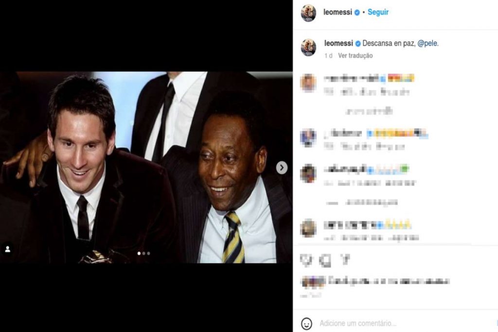 lionel messi homenageando pelé no instagram após morte do rei do futebol