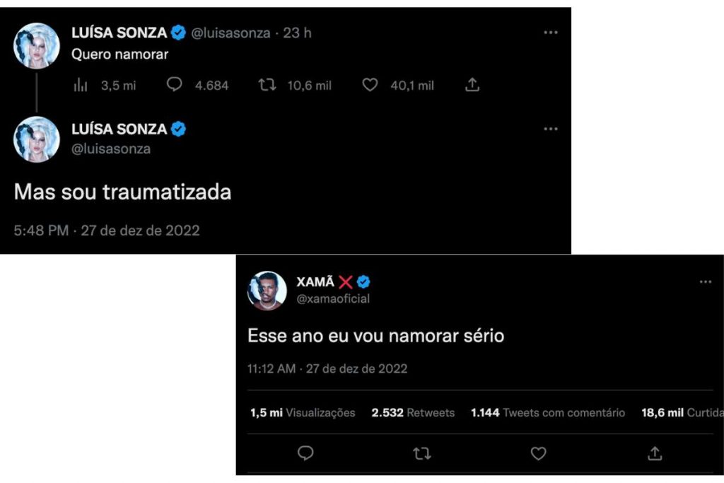 Luísa Sonza e Xamã fazem postagens parecidas