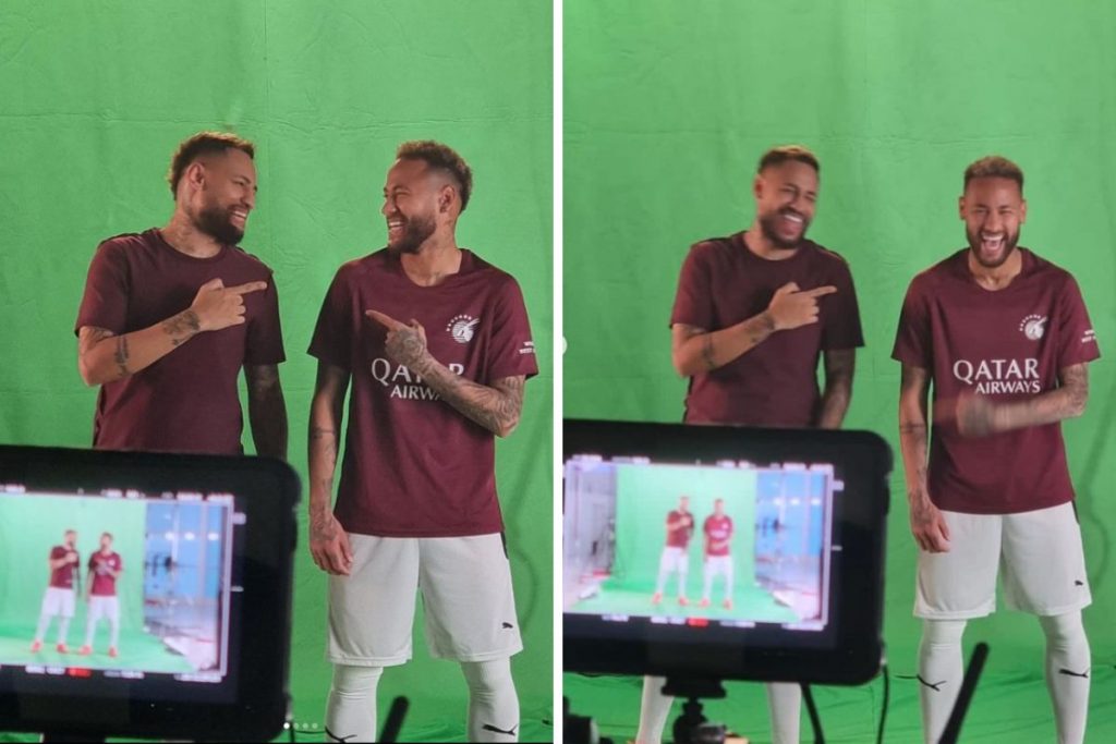Neymar e seu sósia em comercial de TV