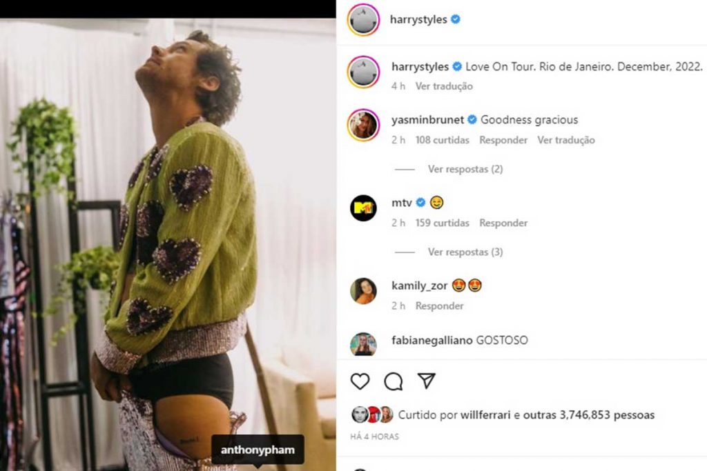 Harry Styles recebe cantada de Yasmin Brunet