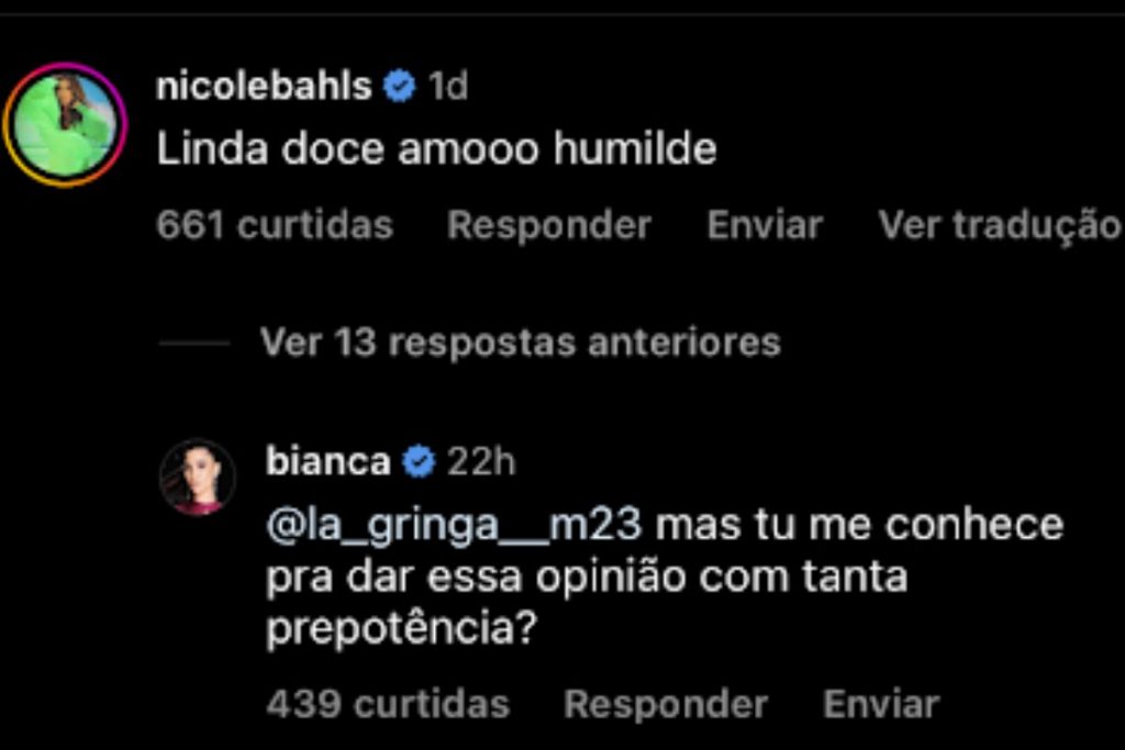 bianca andrade comentário
