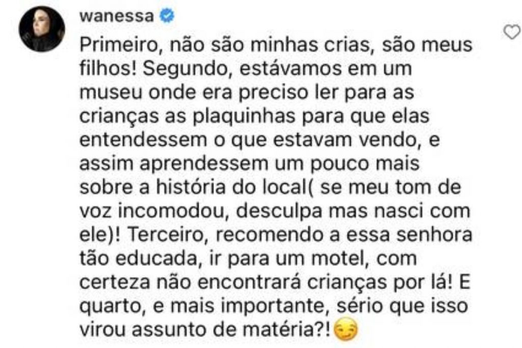 Mensagem de Wanessa Camargo
