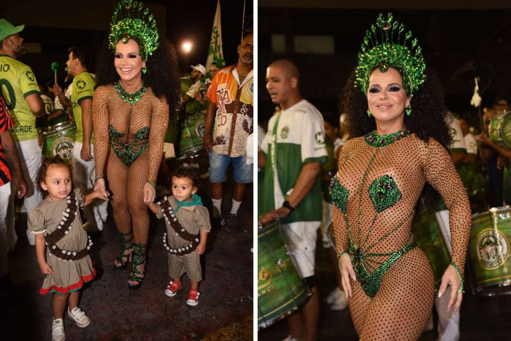 Viviane Araujo cai no samba em ensaio da Mancha Verde