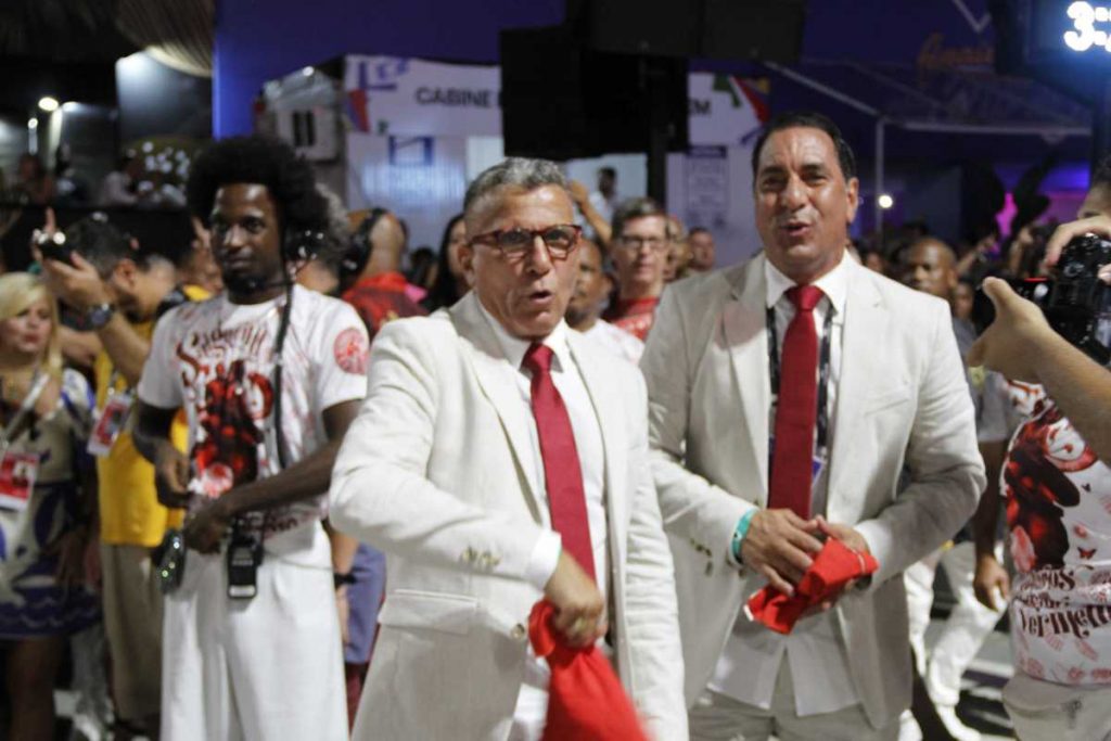 Eri Johnson e Edmundo na quadra do Salgueiro no Carnaval do Rio de Janeiro