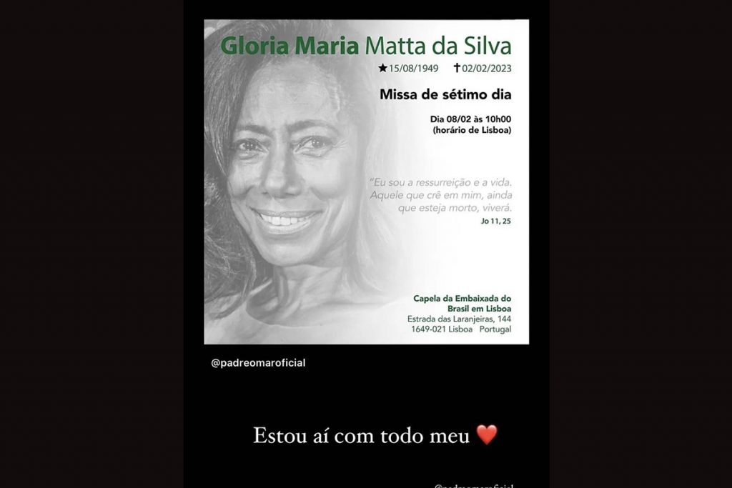 Gloria Maria tem Missa de Sétimo Dia em Portugal