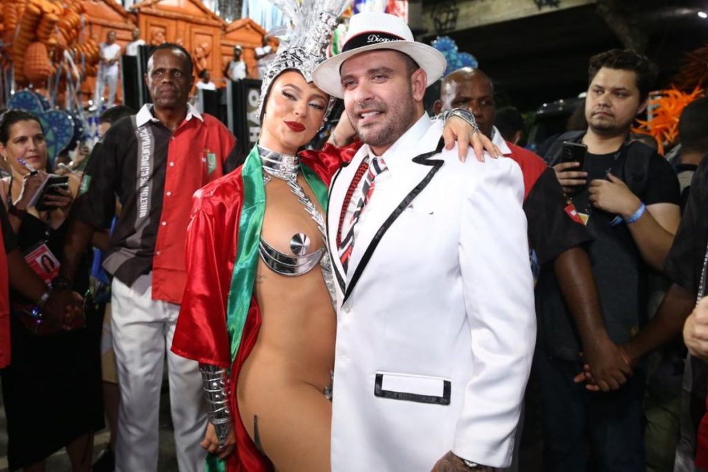 Paolla Oliveira e Diogo Nogueira antes do desfile da Grande Rio