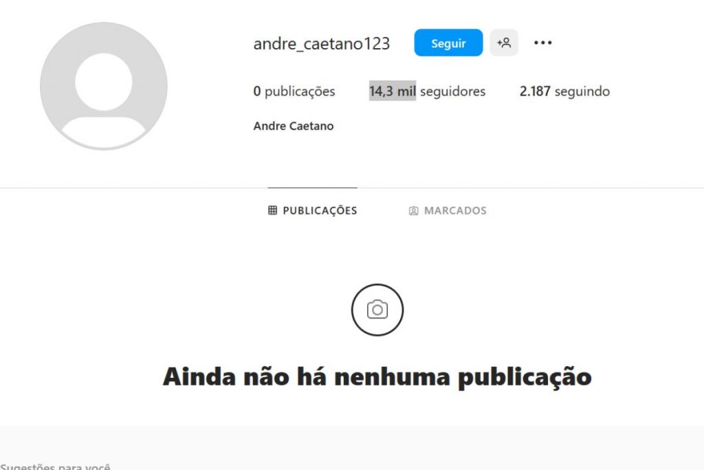 rint da página de André Caetano, namorado de Babi Cruz