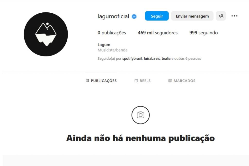 Página da banda Lagum, totalmente em branco