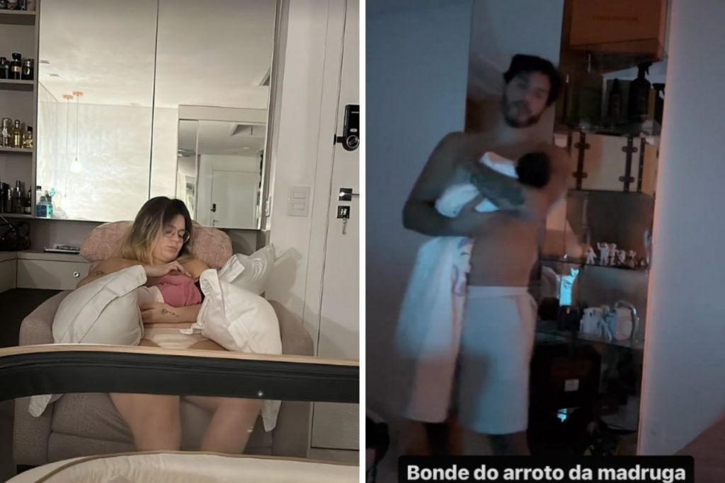 Viih Tube amamentando e Eliezer fazendo a filha arrotar na madrugada