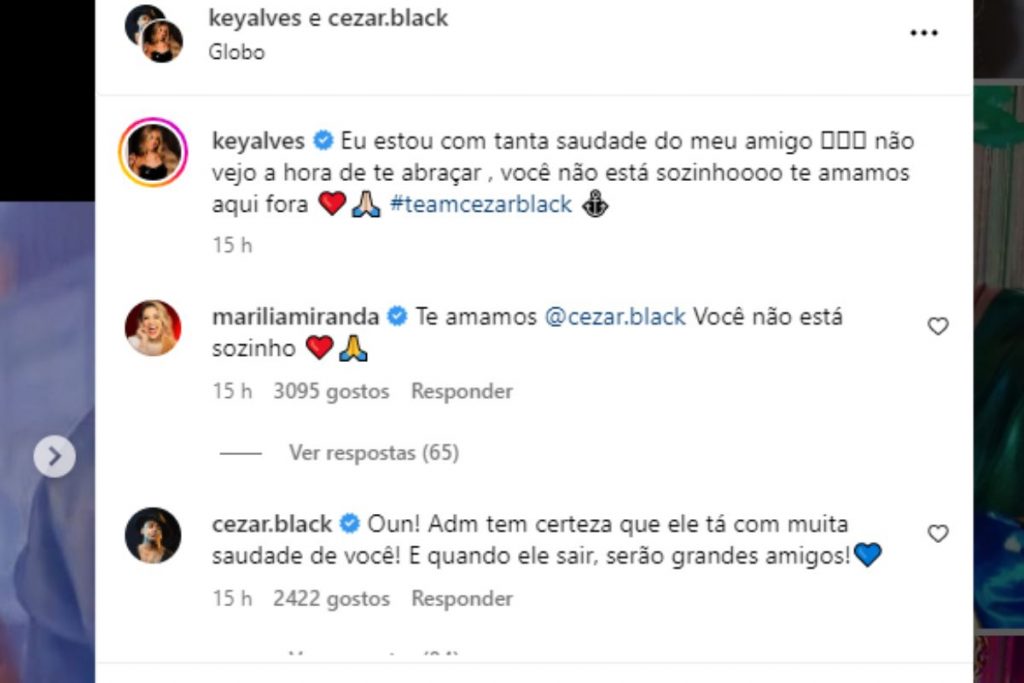 Post de Key Alves para Cezar Black