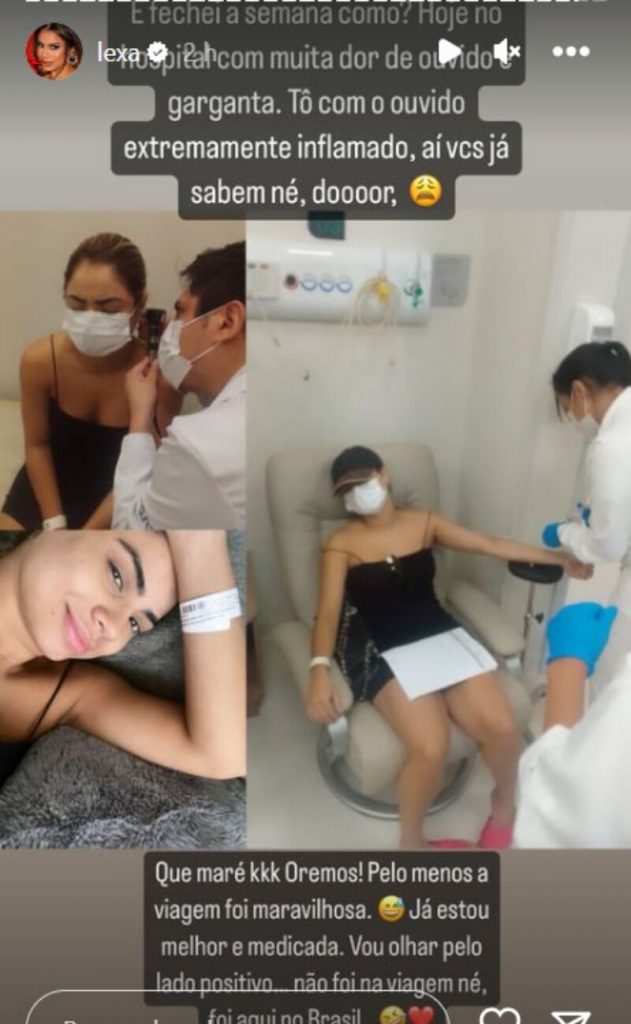 Lexa no hospital tomando soro