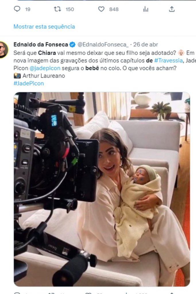 Internauta questiona de Chiara fica ou não com o bebê no final de Travessia