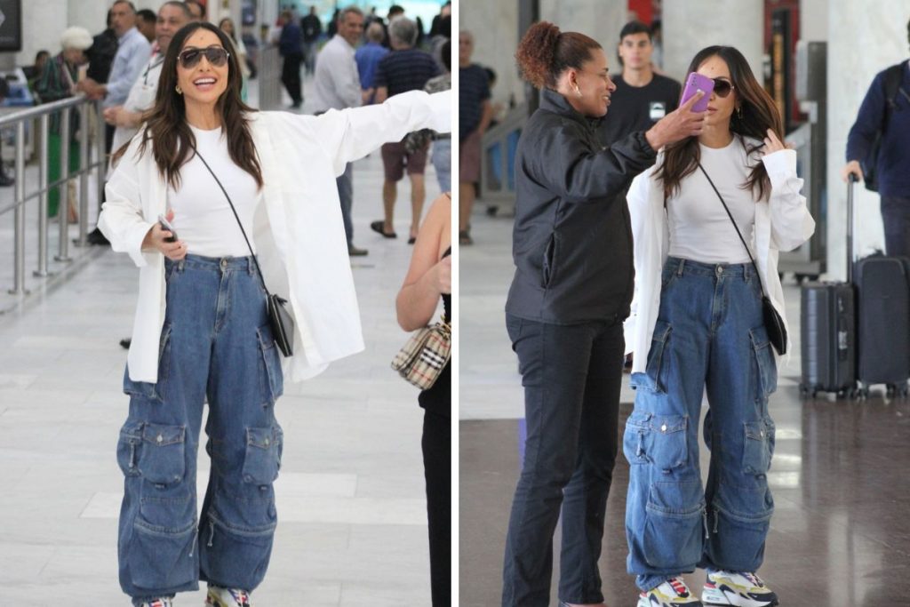 Sabrina Sato em aeroporto no Rio de Janeiro
