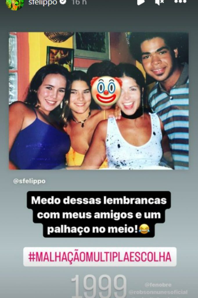 Fernanda Nobre, Priscila Fantin, , emoji de palhaço no rosto de Mário Frias, Samara Felippo e  Robson Nunes