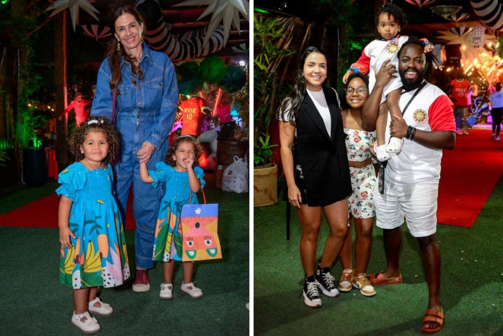 Flora Gil e Douglas Silva com os filhos