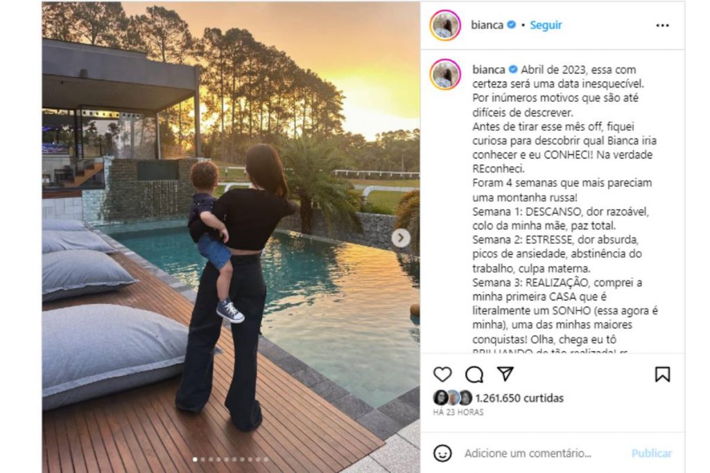 Bianca Andrade comemorando nova mansão luxuosa no Instagram