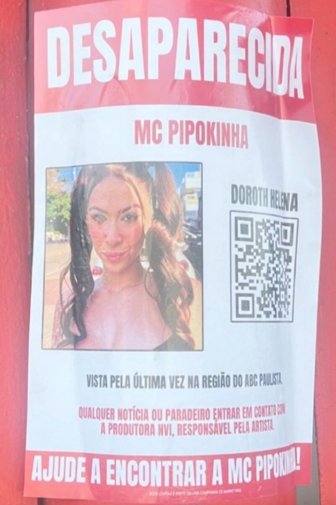 Cartaz desaparecimento de Pipokinha