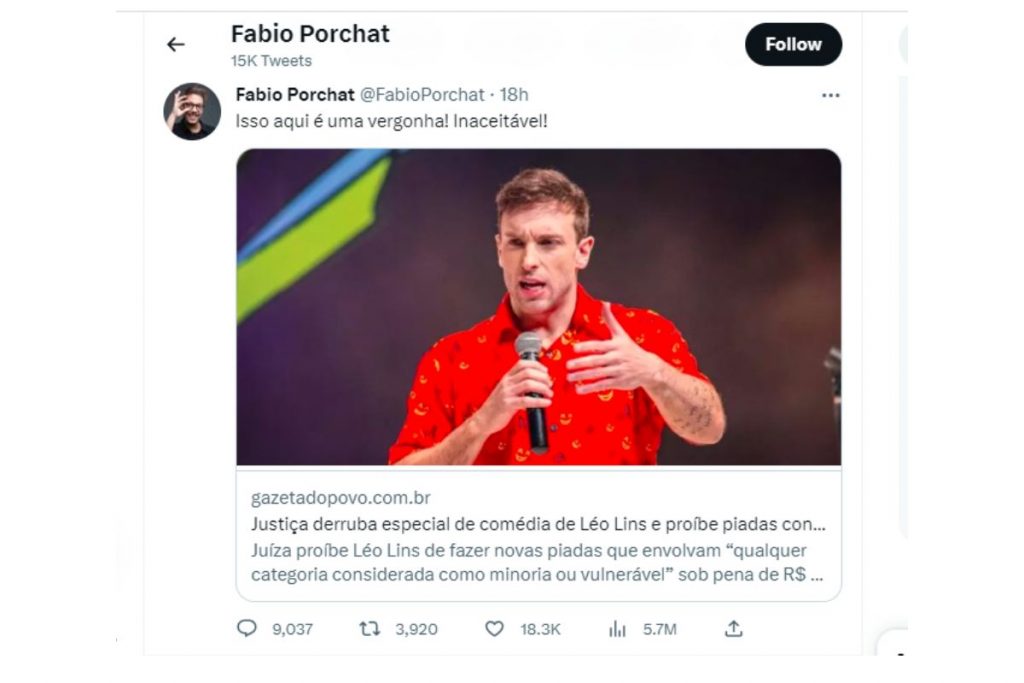 fábio porchat falando do especial de comédia de leó lins