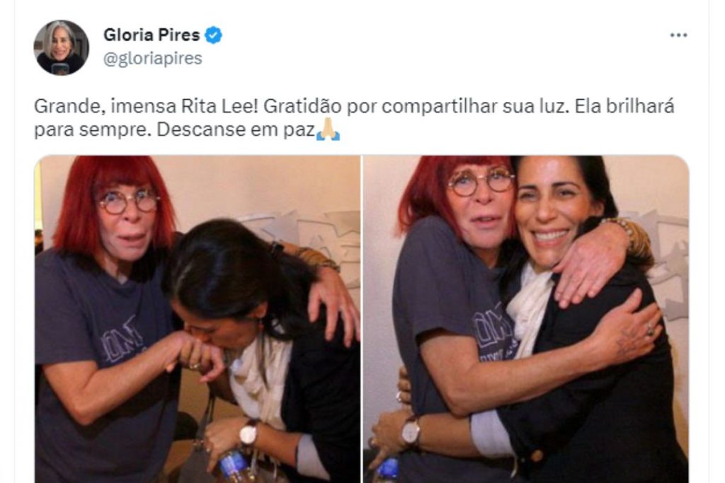 Gloria Pires lamenta a morte de Rita Lee